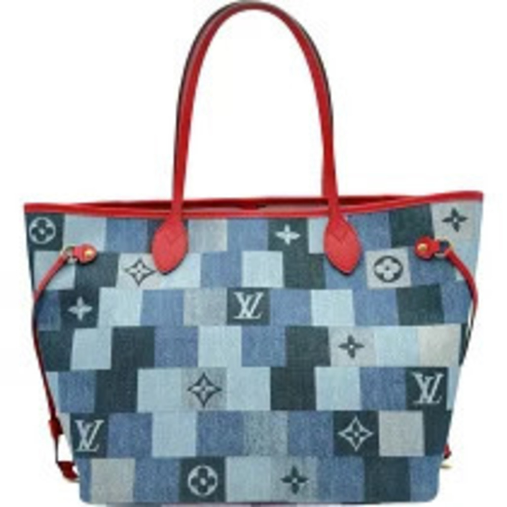 Louis Vuitton Neverfull Blue Monogram Denim Patchwork Tote Bag